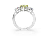White gold Three-Stone Fancy Yellow Heart Cut Diamond Ring with Round Side Stones, Classic Band, and Four-Prong Setting_21