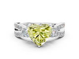 White gold Three-Stone Fancy Yellow Heart  Cut Diamond Twist Band with Prong Setting_49