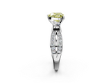 White gold Three-Stone Fancy Yellow Heart  Cut Diamond Twist Band with Prong Setting_51