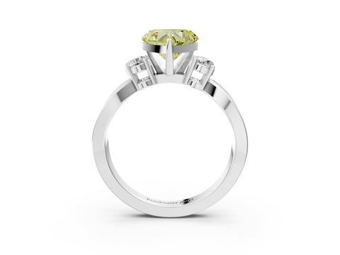 White gold Three-Stone Fancy Yellow Heart  Cut Diamond Twist Band with Prong Setting_53
