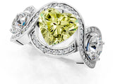 White gold Three-Stone Fancy Yellow Heart Cut Diamond Wave Pave Band with Prong Setting_19