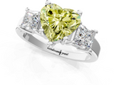 White gold Three-Stone Fancy Yellow Heart  Cut Solitaire Ring with Prong Setting_4