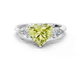 White gold Three-Stone Fancy Yellow Heart  Diamond Ring with Pear Side Stones in Four-Prong Setting_59