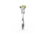 White gold Three-Stone Fancy Yellow Heart  Diamond Ring with Pear Side Stones in Four-Prong Setting_61