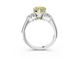 White gold Three-Stone Fancy Yellow Heart  Diamond Ring with Pear Side Stones in Four-Prong Setting_62