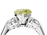 White gold Three-Stone Fancy Yellow Heart  Diamond Ring with Pear Side Stones in Four-Prong Setting_63
