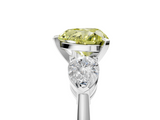 White gold Three-Stone Fancy Yellow Heart  Diamond Ring with Pear Side Stones in Four-Prong Setting_64