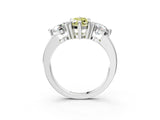 White gold Three-Stone Fancy Yellow Marquise  Brilliant Cut Solitaire Ring with Prong Setting on a Classic Band 3