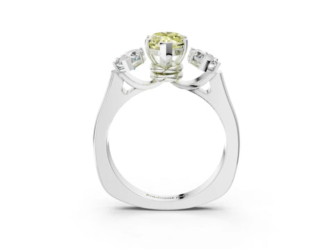 White gold Three-Stone Fancy Yellow Marquise Cut Brilliant Diamond Trellis Ring with Comfort Fit Band_15