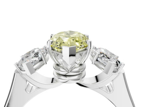 White gold Three-Stone Fancy Yellow Marquise Cut Brilliant Diamond Trellis Ring with Comfort Fit Band_16
