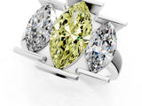 White gold Three Stone Fancy Yellow Marquise Cut Cut Channel Set Diamond Ring_25