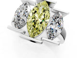 White gold Three Stone Fancy Yellow Marquise Cut Cut Channel Set Diamond Ring_37