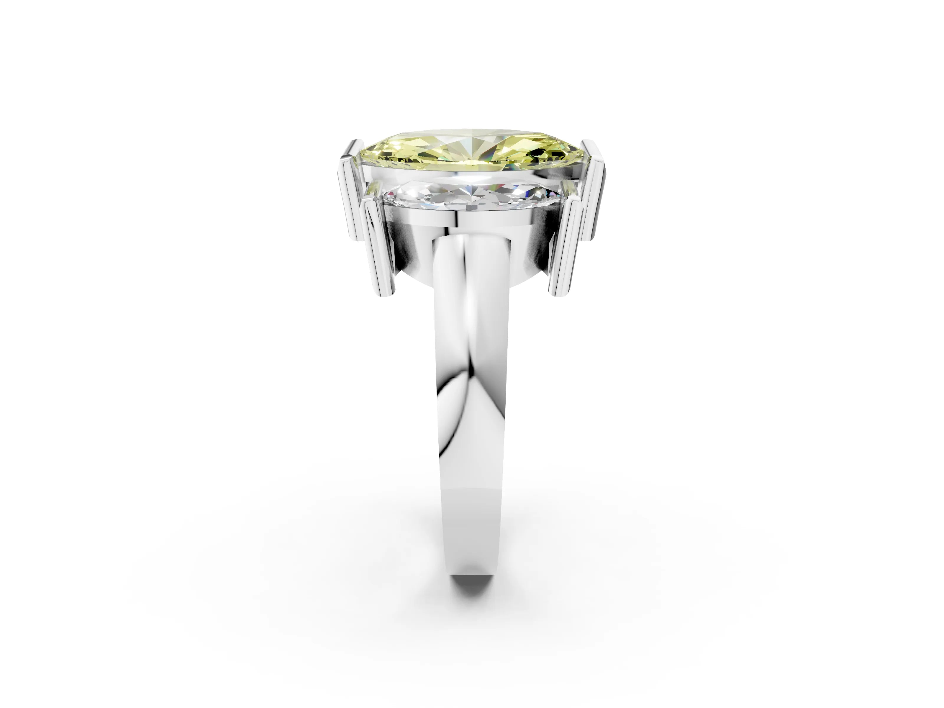 White gold Three Stone Fancy Yellow Marquise Cut Cut Channel Set Diamond Ring_38