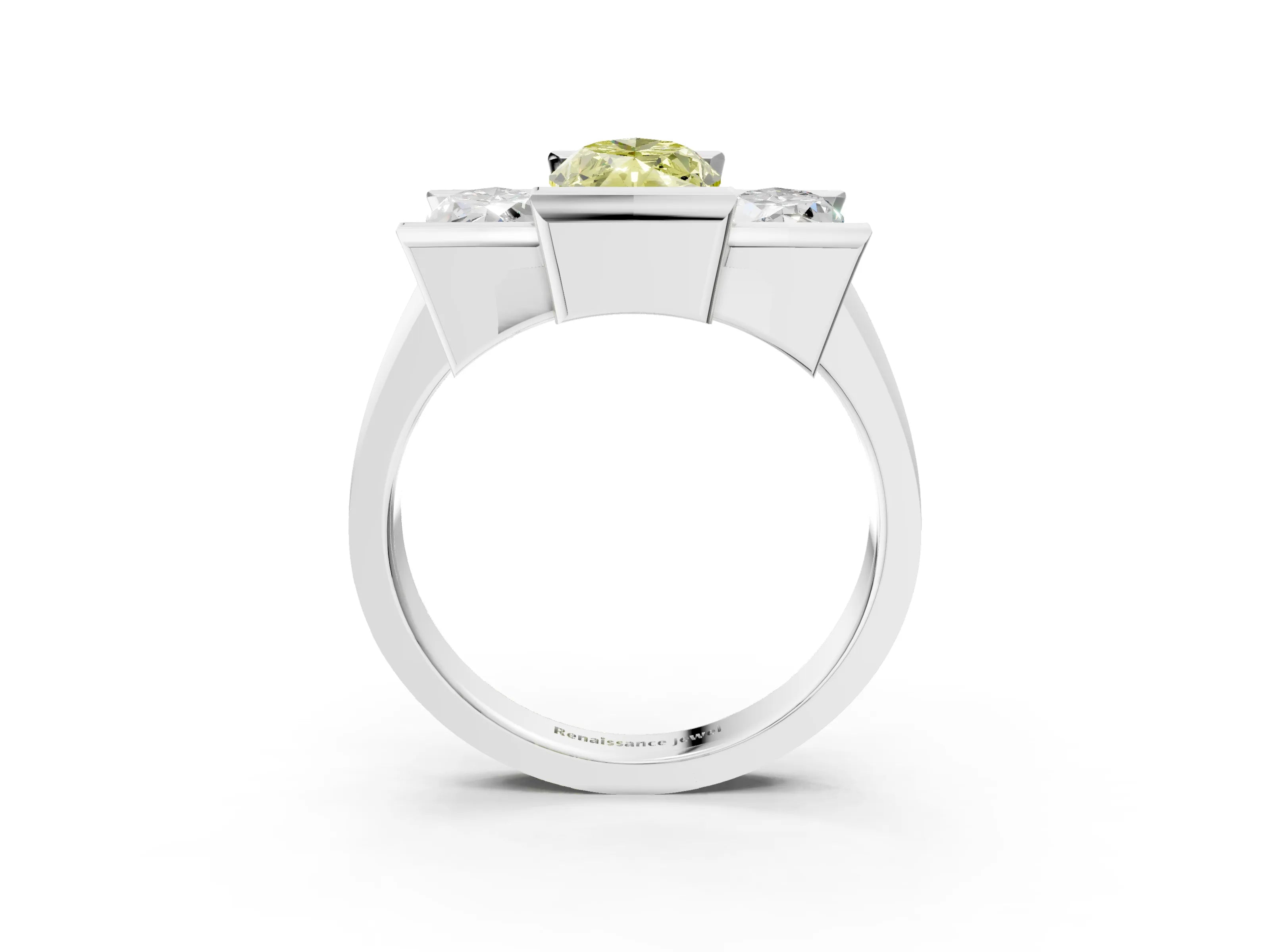White gold Three Stone Fancy Yellow Marquise Cut Cut Channel Set Diamond Ring_39