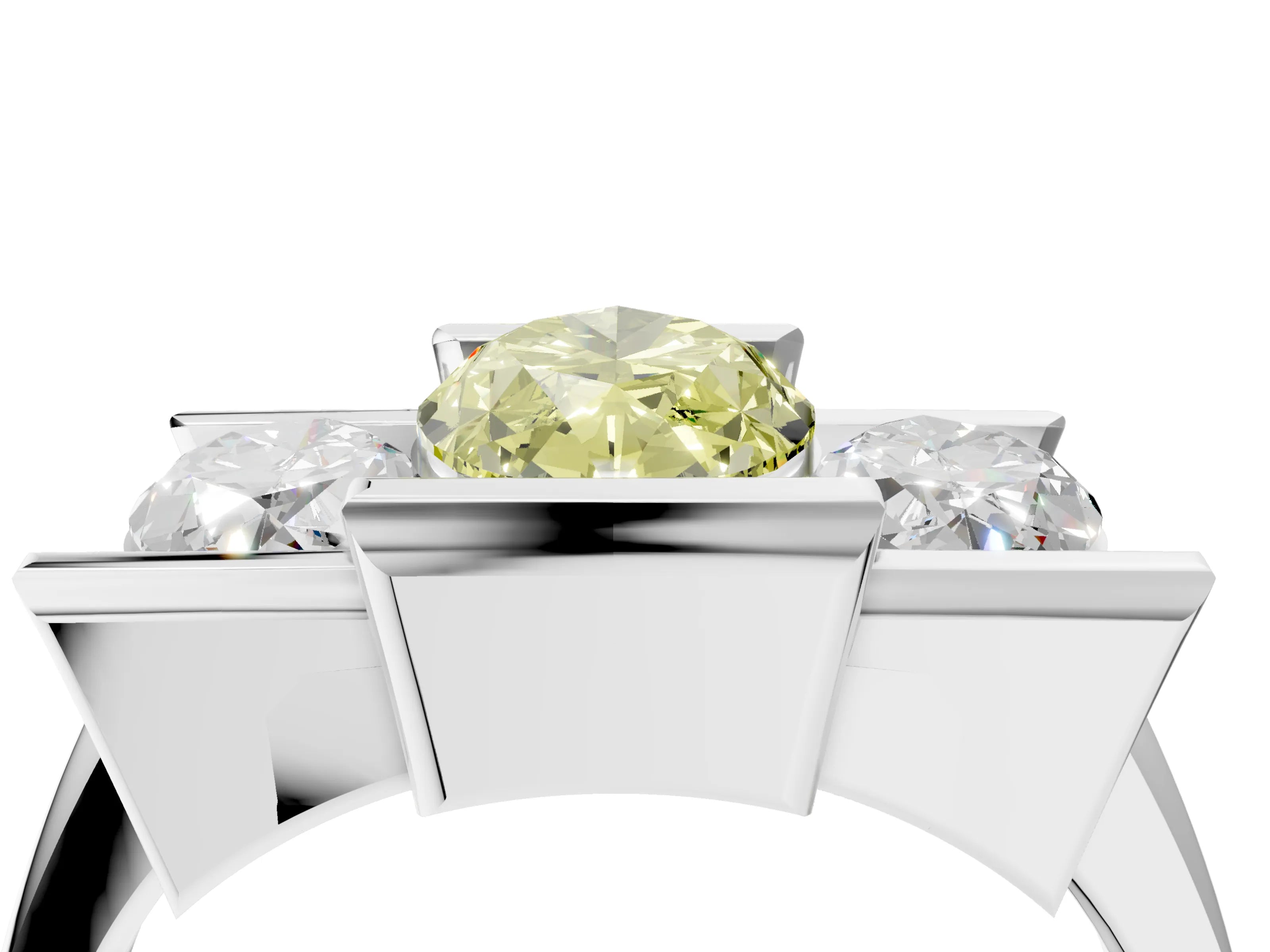 White gold Three Stone Fancy Yellow Marquise Cut Cut Channel Set Diamond Ring_40