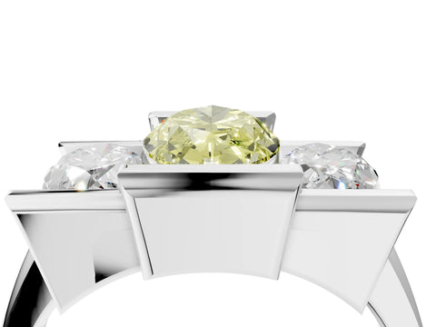 White gold Three Stone Fancy Yellow Marquise Cut Cut Channel Set Diamond Ring_40
