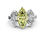 White gold Three-Stone Fancy Yellow Marquise Cut Cut Diamond Engagement Ring with Flat Band and Four-Prong Setting_12