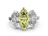 White gold Three-Stone Fancy Yellow Marquise Cut Cut Diamond Engagement Ring with Flat Band and Four-Prong Setting_12
