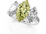 White gold Three-Stone Fancy Yellow Marquise Cut Cut Diamond Engagement Ring with Flat Band and Four-Prong Setting_13
