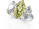 White gold Three-Stone Fancy Yellow Marquise Cut Cut Diamond Engagement Ring with Flat Band and Four-Prong Setting_13