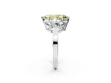 White gold Three-Stone Fancy Yellow Marquise Cut Cut Diamond Engagement Ring with Flat Band and Four-Prong Setting_14
