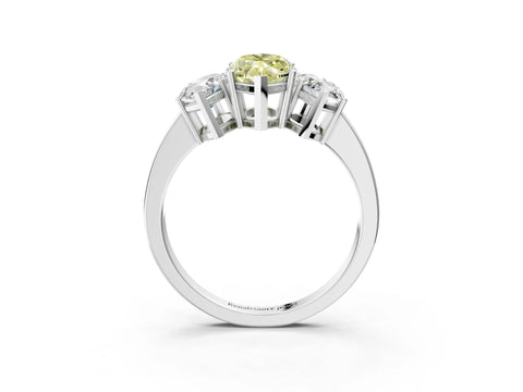 White gold Three-Stone Fancy Yellow Marquise Cut Cut Diamond Engagement Ring with Flat Band and Four-Prong Setting_15