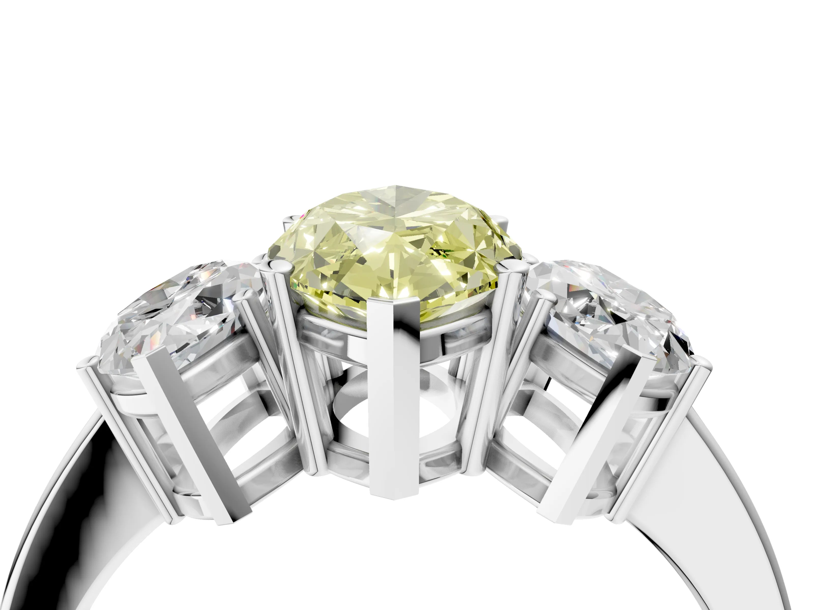 White gold Three-Stone Fancy Yellow Marquise Cut Cut Diamond Engagement Ring with Flat Band and Four-Prong Setting_16