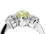 White gold Three-Stone Fancy Yellow Marquise Cut Cut Diamond Engagement Ring with Flat Band and Four-Prong Setting_16