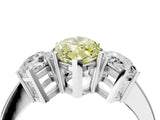 White gold Three-Stone Fancy Yellow Marquise Cut Cut Diamond Engagement Ring with Flat Band and Four-Prong Setting_16