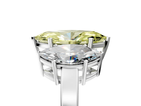 White gold Three-Stone Fancy Yellow Marquise Cut Cut Diamond Engagement Ring with Flat Band and Four-Prong Setting_5