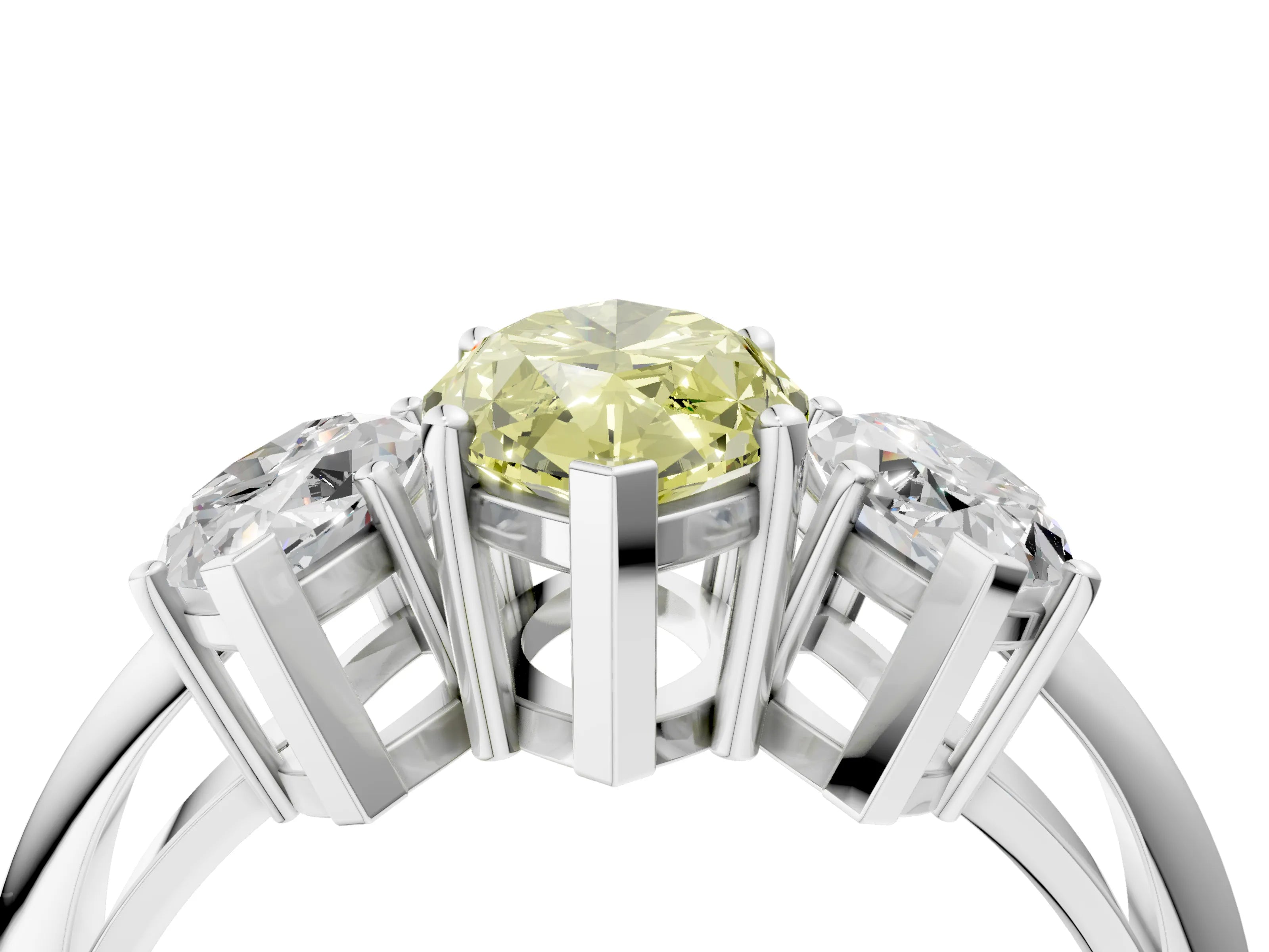 White gold Three-Stone Fancy Yellow Marquise Cut Cut Diamond Engagement Ring with Prong Setting on a White Gold Band_16