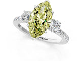 White gold Three-Stone Fancy Yellow Marquise Cut Cut Diamond Pavé Band with Prong Setting_28