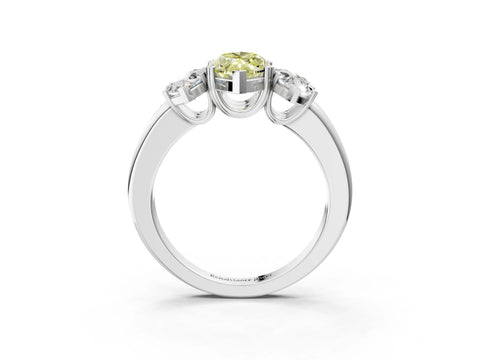 White gold Three-Stone Fancy Yellow Marquise Cut Cut Diamond Ring with Channel Set Band and Four-Prong Setting_3