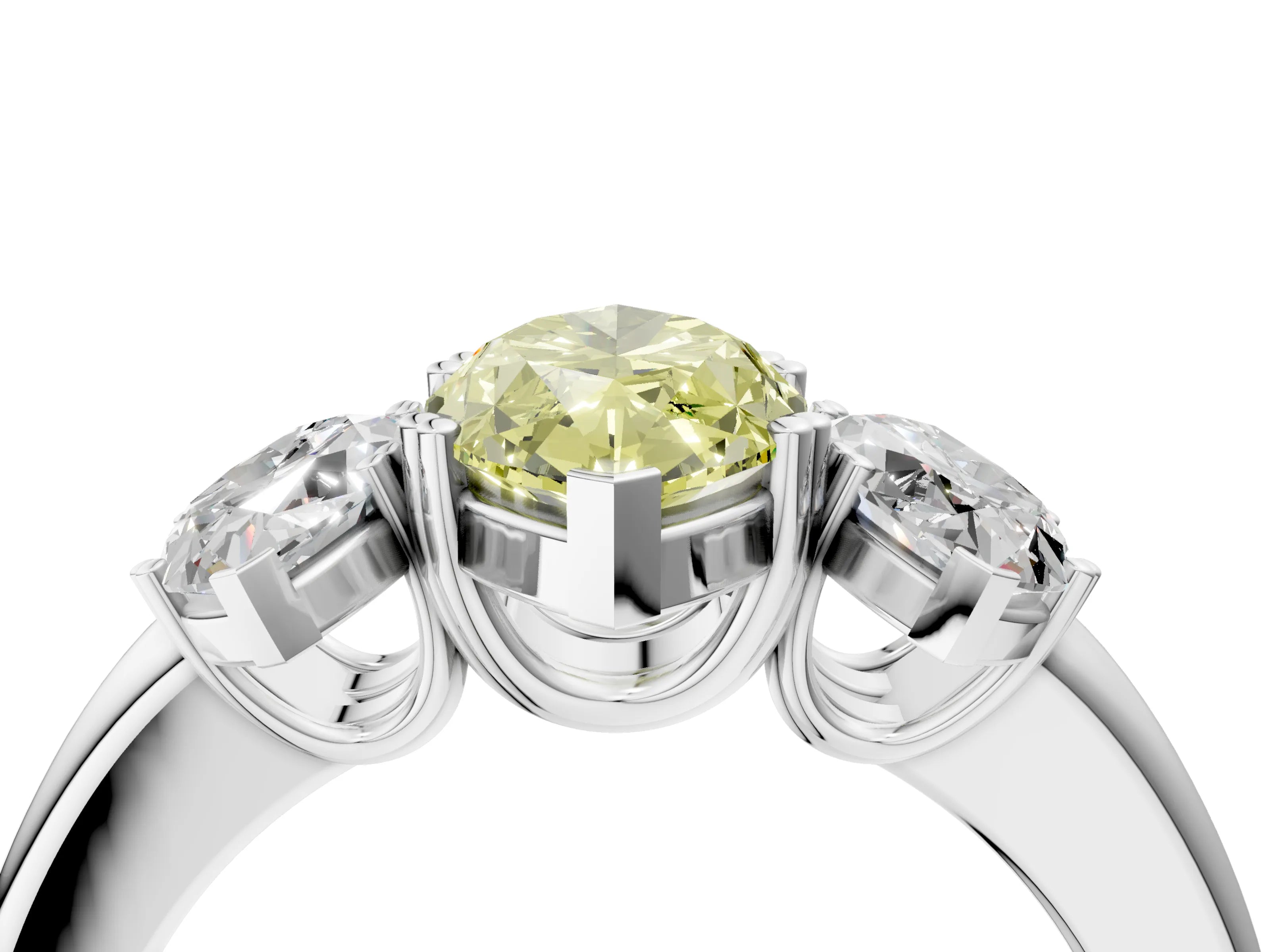 White gold Three-Stone Fancy Yellow Marquise Cut Cut Diamond Ring with Channel Set Band and Four-Prong Setting_4