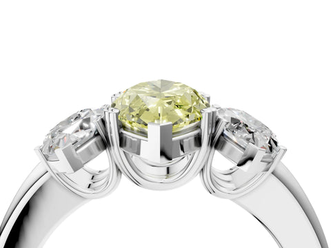 White gold Three-Stone Fancy Yellow Marquise Cut Cut Diamond Ring with Channel Set Band and Four-Prong Setting_4