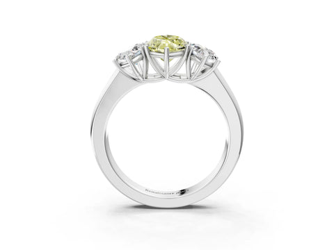 White gold Three-Stone Fancy Yellow Marquise Cut Cut Diamond Ring with Prong Setting and Classic Band_3