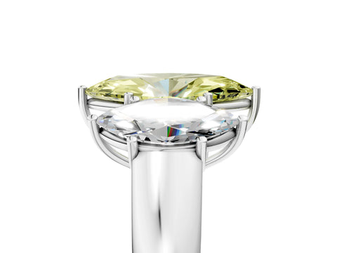 White gold Three-Stone Fancy Yellow Marquise Cut Cut Diamond Ring with Prong Setting and Classic Band_5