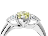 White gold Three-Stone Fancy Yellow Marquise Cut Cut Diamond Ring with Trillion Side Stones and Four-Prong Setting_15