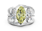 White gold Three-Stone Fancy Yellow Marquise Cut Cut Diamond Split Shank Prong Set Ring_12