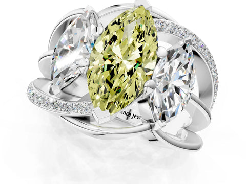 White gold Three-Stone Fancy Yellow Marquise Cut Cut Diamond Split Shank Prong Set Ring_13