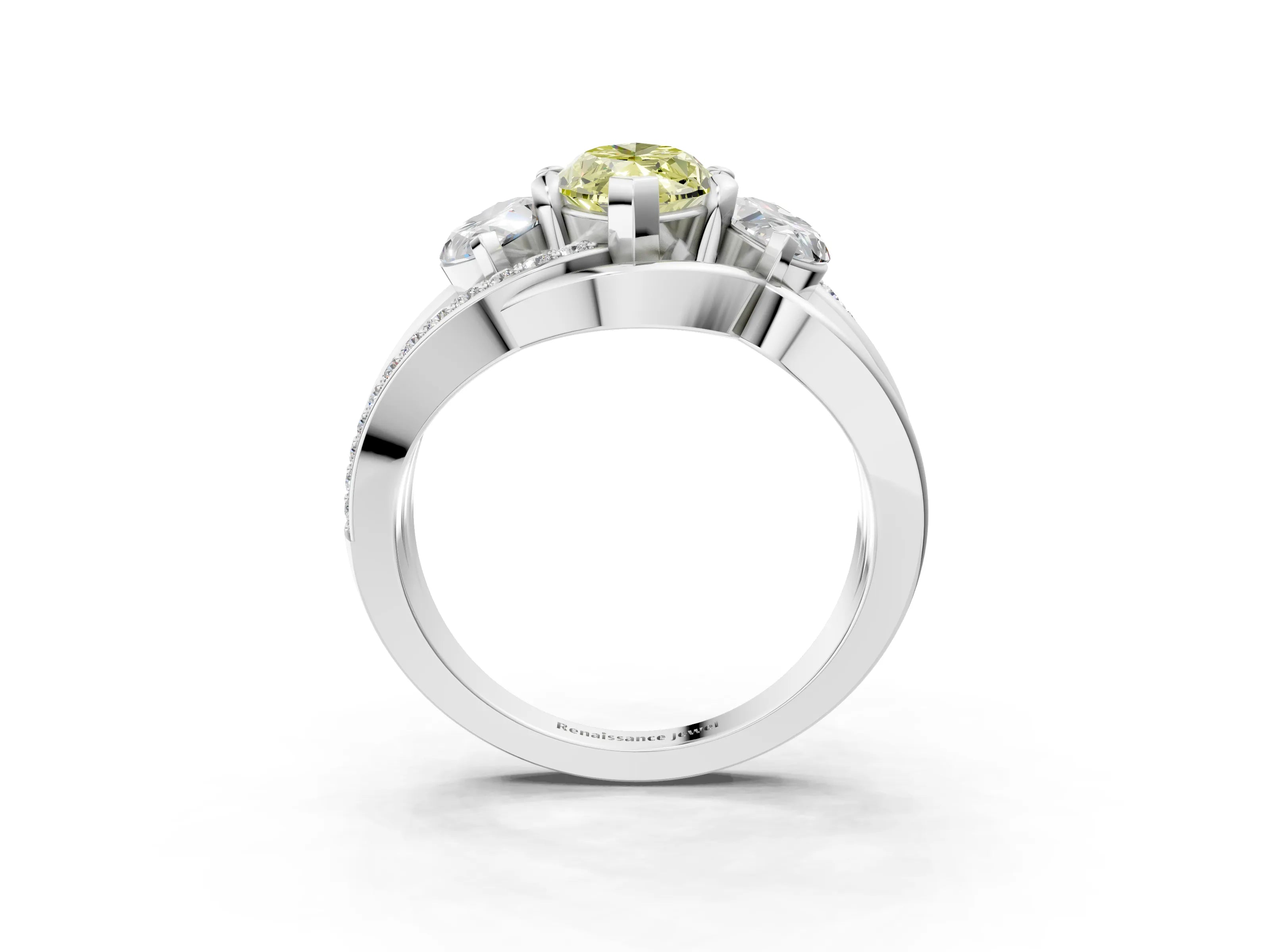 White gold Three-Stone Fancy Yellow Marquise Cut Cut Diamond Split Shank Prong Set Ring_15