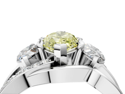 White gold Three-Stone Fancy Yellow Marquise Cut Cut Diamond Split Shank Prong Set Ring_16