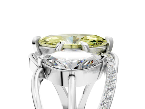 White gold Three-Stone Fancy Yellow Marquise Cut Cut Diamond Split Shank Prong Set Ring_17