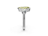 White gold Three-Stone Fancy Yellow Marquise Cut Cut Milgrain Band Prong Setting Ring_2