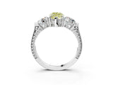 White gold Three-Stone Fancy Yellow Marquise Cut Cut Milgrain Band Prong Setting Ring_3
