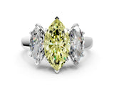 White gold Three-Stone Fancy Yellow Marquise Cut Cut Solitaire Ring with Classic Prong Setting_12