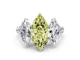 White gold Three-Stone Fancy Yellow Marquise Cut Diamond Braided Band Ring with Four-Prong Setting_33