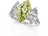 White gold Three-Stone Fancy Yellow Marquise Cut Diamond Braided Band Ring with Four-Prong Setting_34