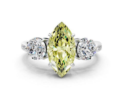 White gold Three-Stone Fancy Yellow Marquise Cut Diamond Channel Set Engagement Ring with Prong Setting_36