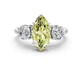 White gold Three-Stone Fancy Yellow Marquise Cut Diamond Channel Set Engagement Ring with Prong Setting_36